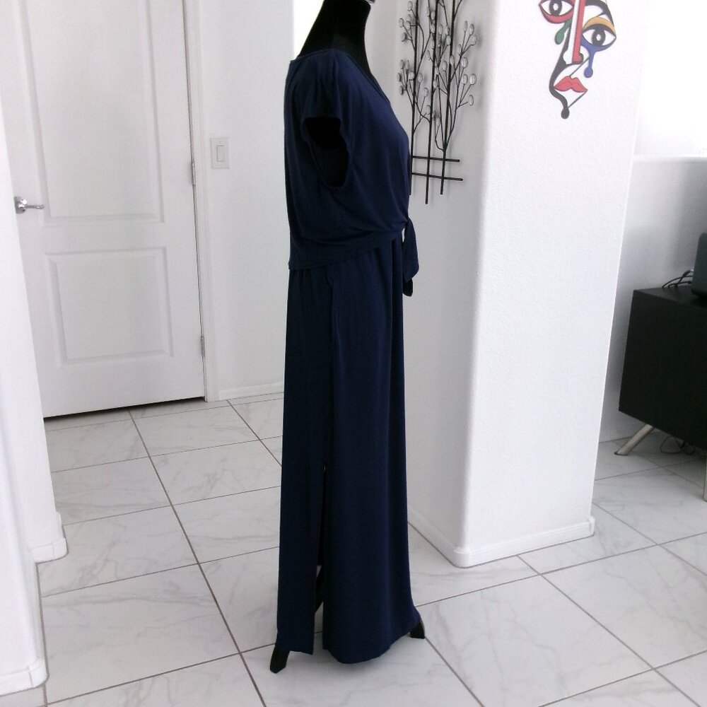 SOMA Navy Blue Soft Stretchy Popover Maxi Dress with Pockets M - Picture 3 of 14